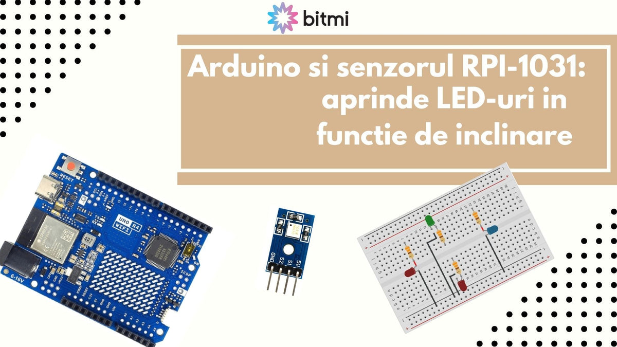 Arduino R4 si senzorul RPI-1031: aprinde LED-uri in functie de inclinare