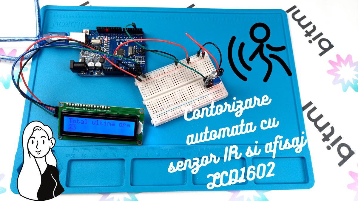Contorizare automata cu senzor IR si afisaj LCD1602 - Proiect Arduino simplu