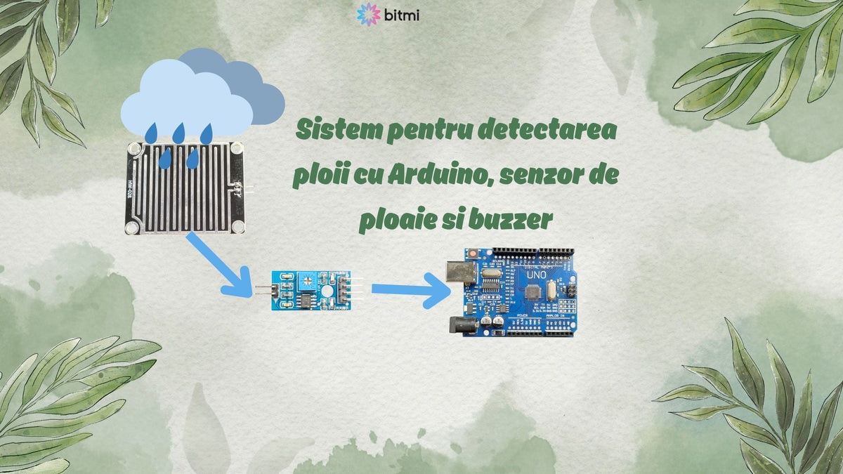 Sistem pentru detectarea ploii cu Arduino, senzor de ploaie si buzzer