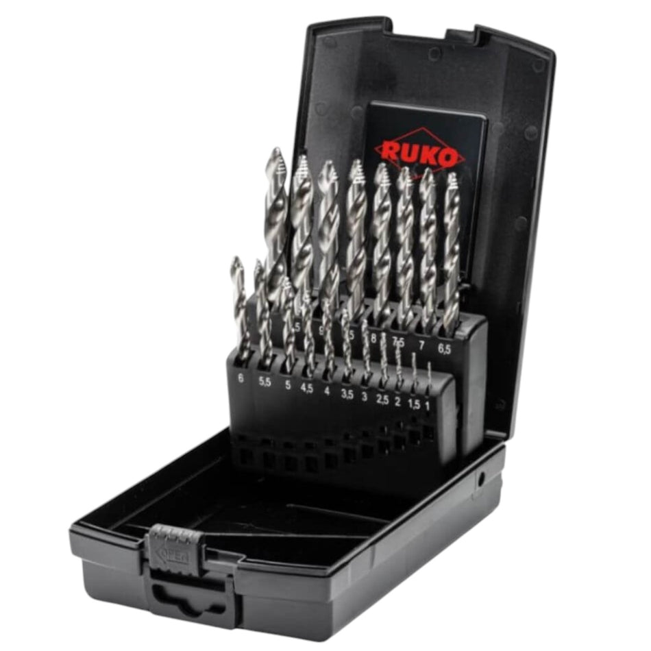 Set burghie,19 piese, HSS UltimateCut FlowStep DIN 338, RUKO 259214RO