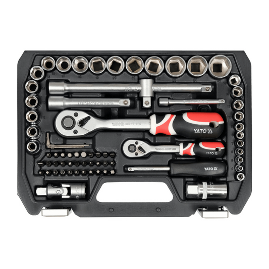 Set 72 piese chei tubulare si biti 1/4" si 1/2" Yato YT-38782