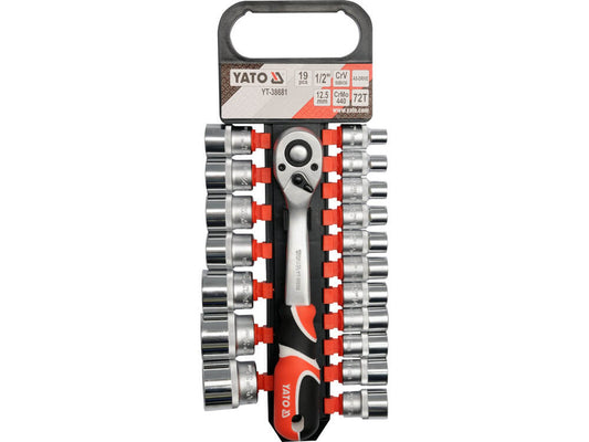 Set 19 piese tubulare 8-32 mm Yato YT-38681 1/2" din otel CrV