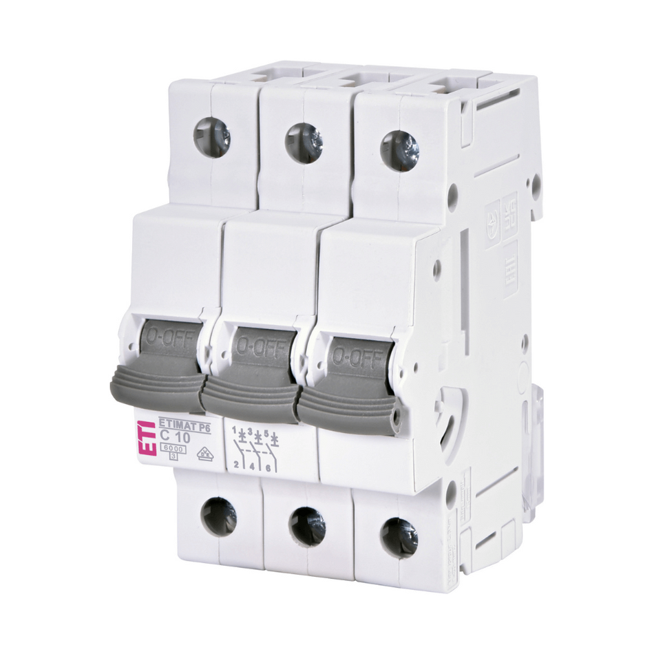 Intrerupator automat tripolar ETIMAT P6 3P C10 10A 6kA 415V AC 001900328