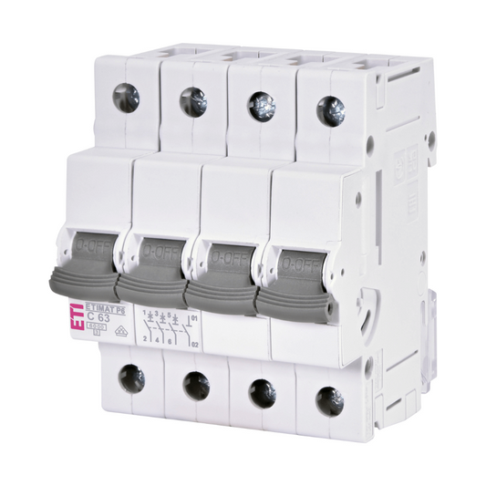 Intrerupator de circuit ETIMAT P6 3P+N C63 415V AC 6kA ETI 001900436