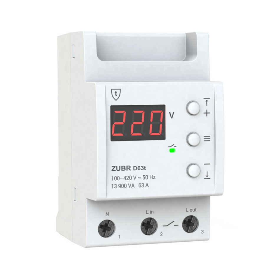 Releu protectie tensiune ZUBR D63T 63A 230V TrueRMS
