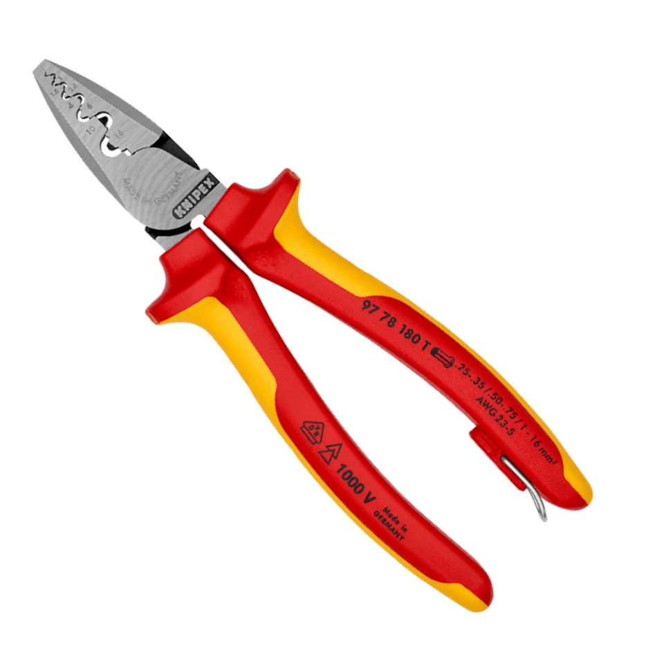 Cleste VDE pentru sertizat ferule, 0.25 - 16 mm², Knipex 97 78 180 T