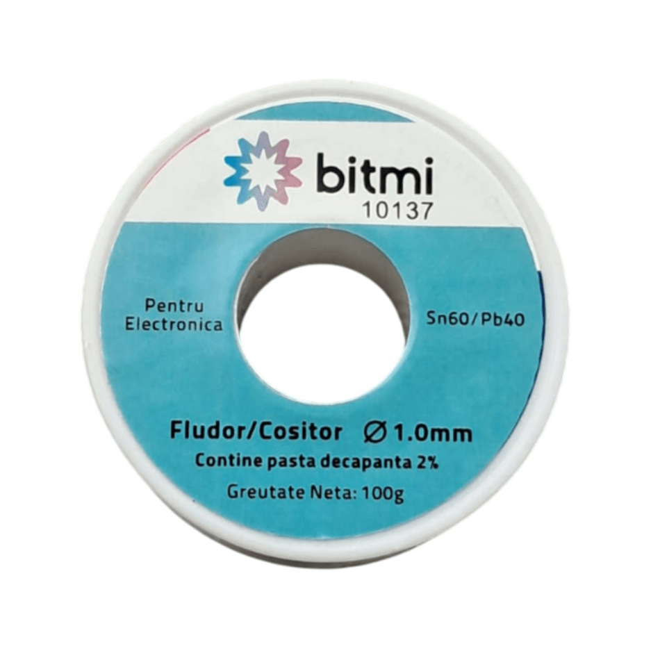 Fludor Sn60/Pb40 1.0mm 100g cu pasta decapanta, Bitmi 10137