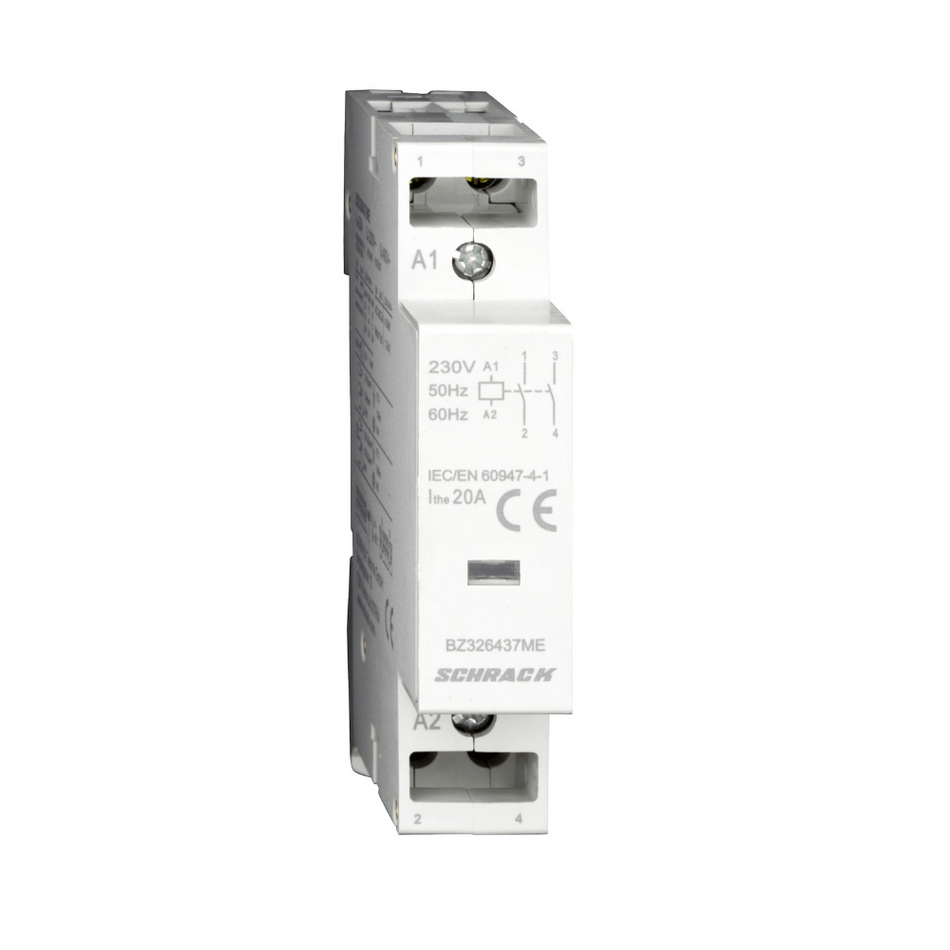 Contactor modular 20A, 230V AC, 2ND, AMPARO, SCHRACK BZ326437ME