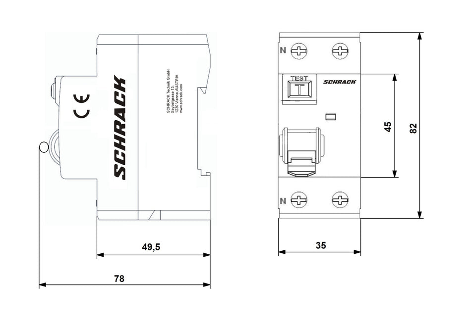Siguranta diferentiala AMPARO (10kA), 40A, 2-poli, 30mA, tip A, SCHRACK AR054203