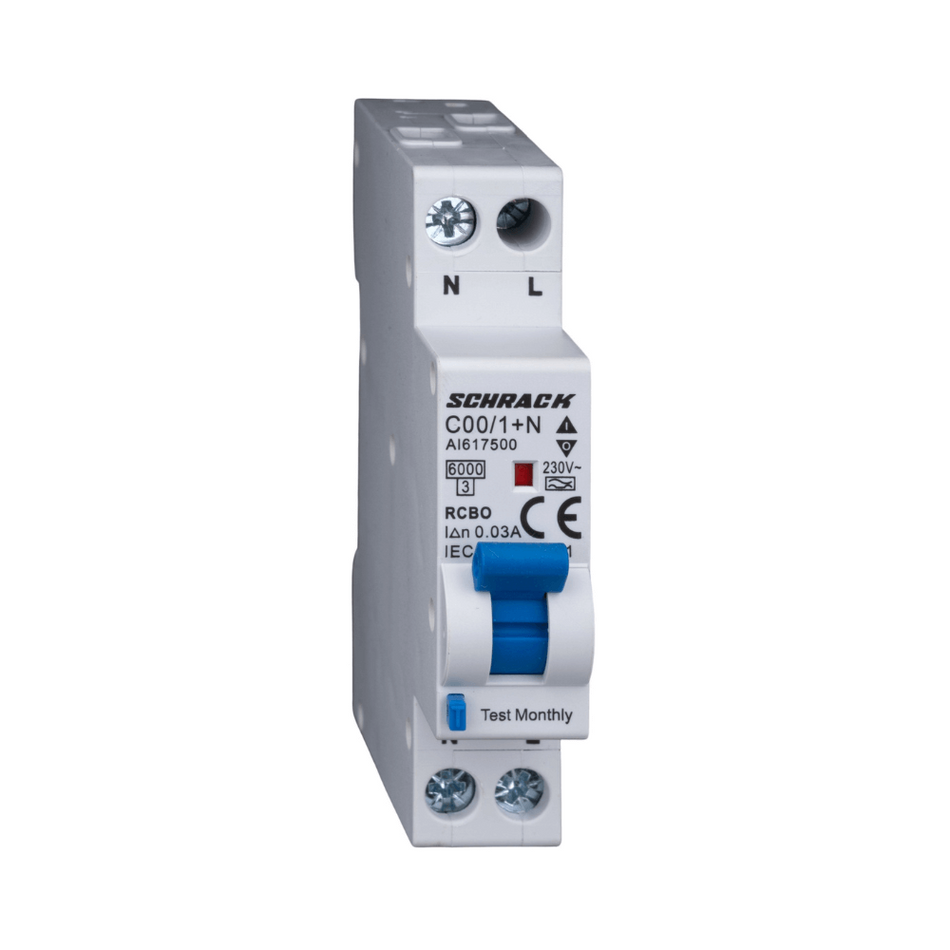 Intrerupator automat diferential, 1P+N, 6kA, C 25/003A, tip A, 1 modul, SCHRACK AI617525